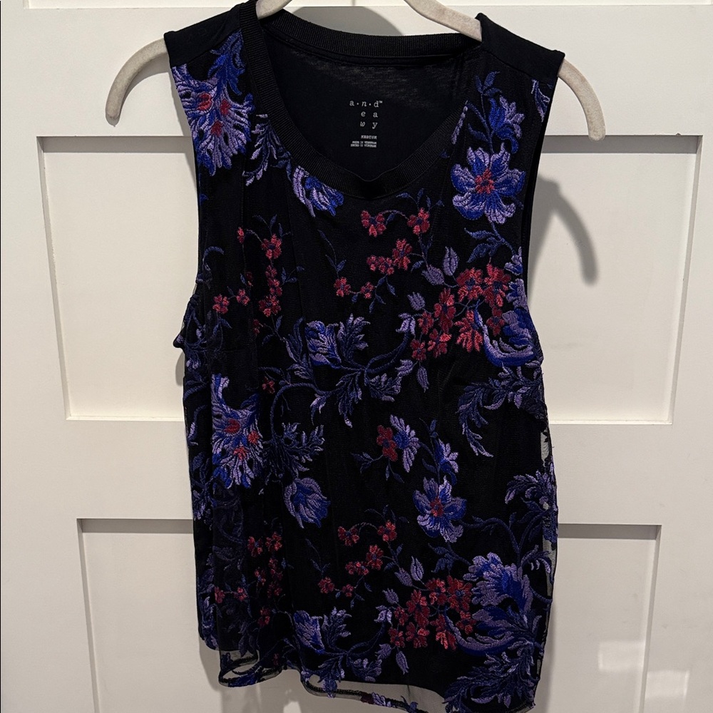 a new day Black and Purple Floral Tank Top